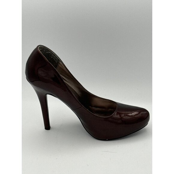Steve Madden Burgundy Patent Leather Pumps Size 7M High Heel Womens Shoes - Picture 4 of 5